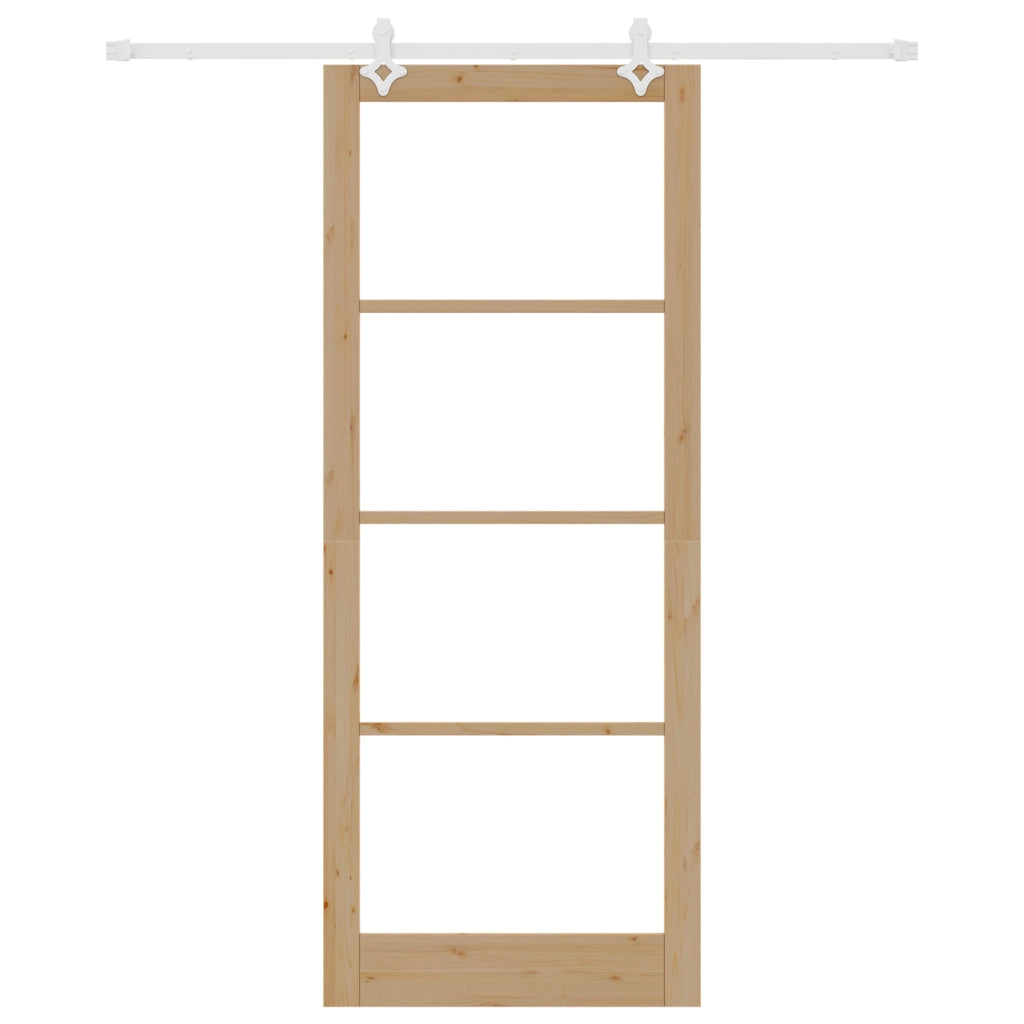 Set Porta Scorrevole  con Hardware 93x232 cm Legno di Pino Massello