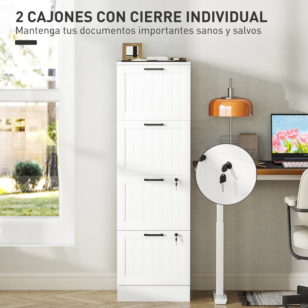 Cassettiera con 4 Cassetti ¨C zephmum ¨C Bianco 40x40x131 cm