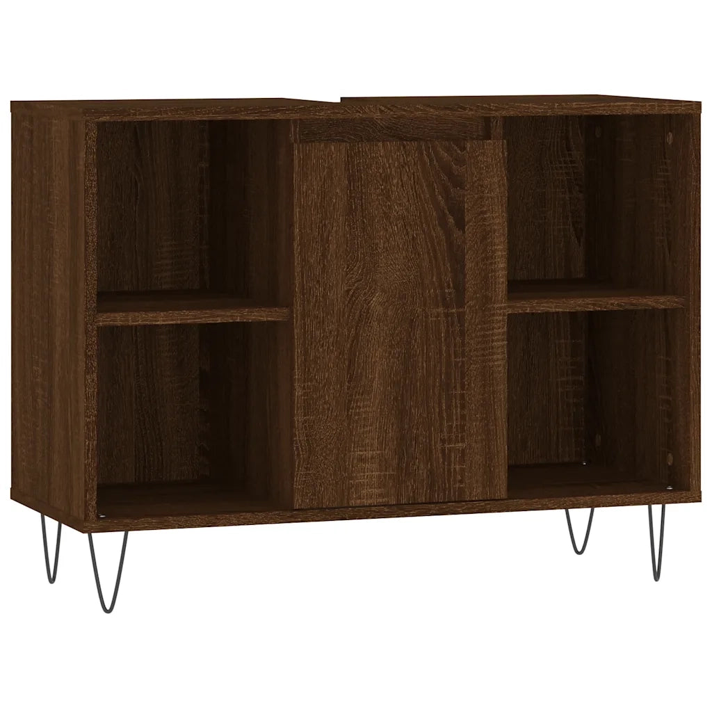Armadietto Bagno Rovere Marrone 80x33x60cm in Legno Multistrato 831635