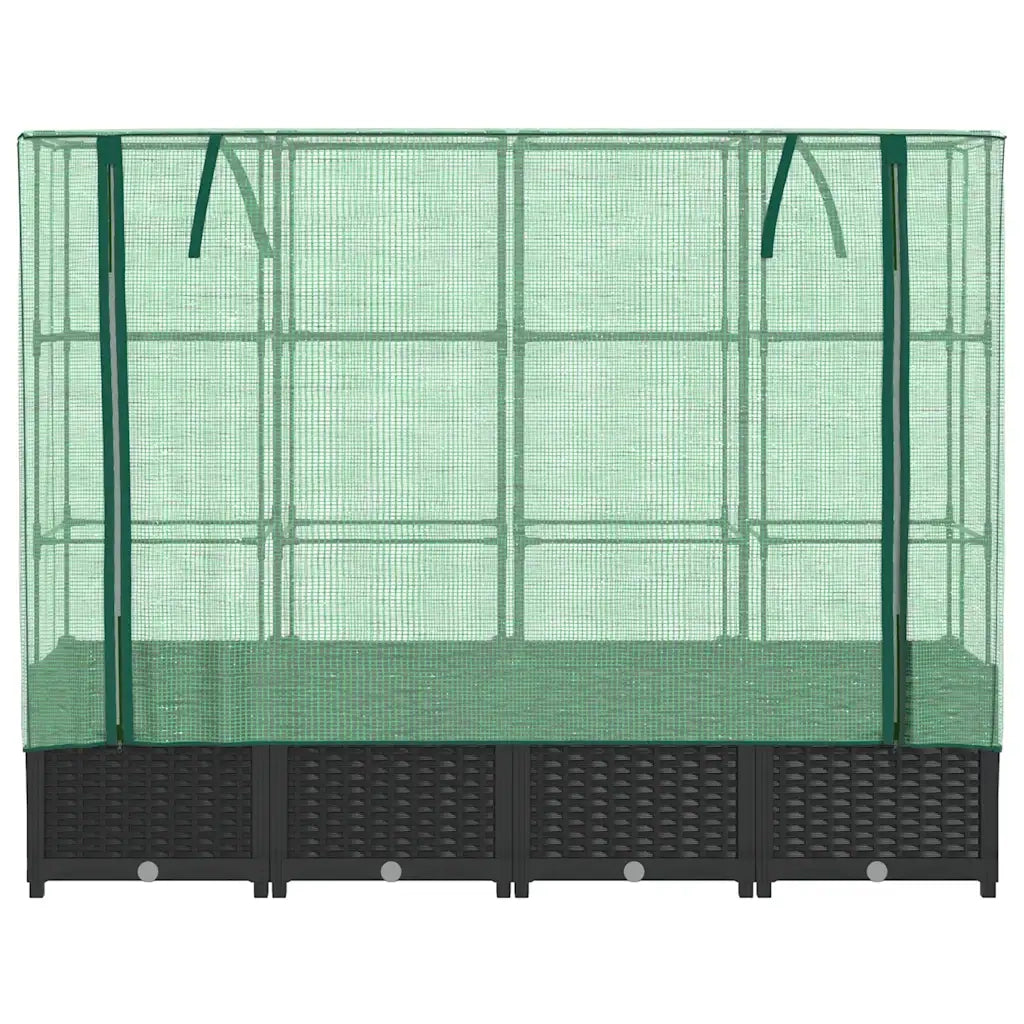 Letto rialzato con copertura per serra effetto rattan 160x40x138 cm 4015816