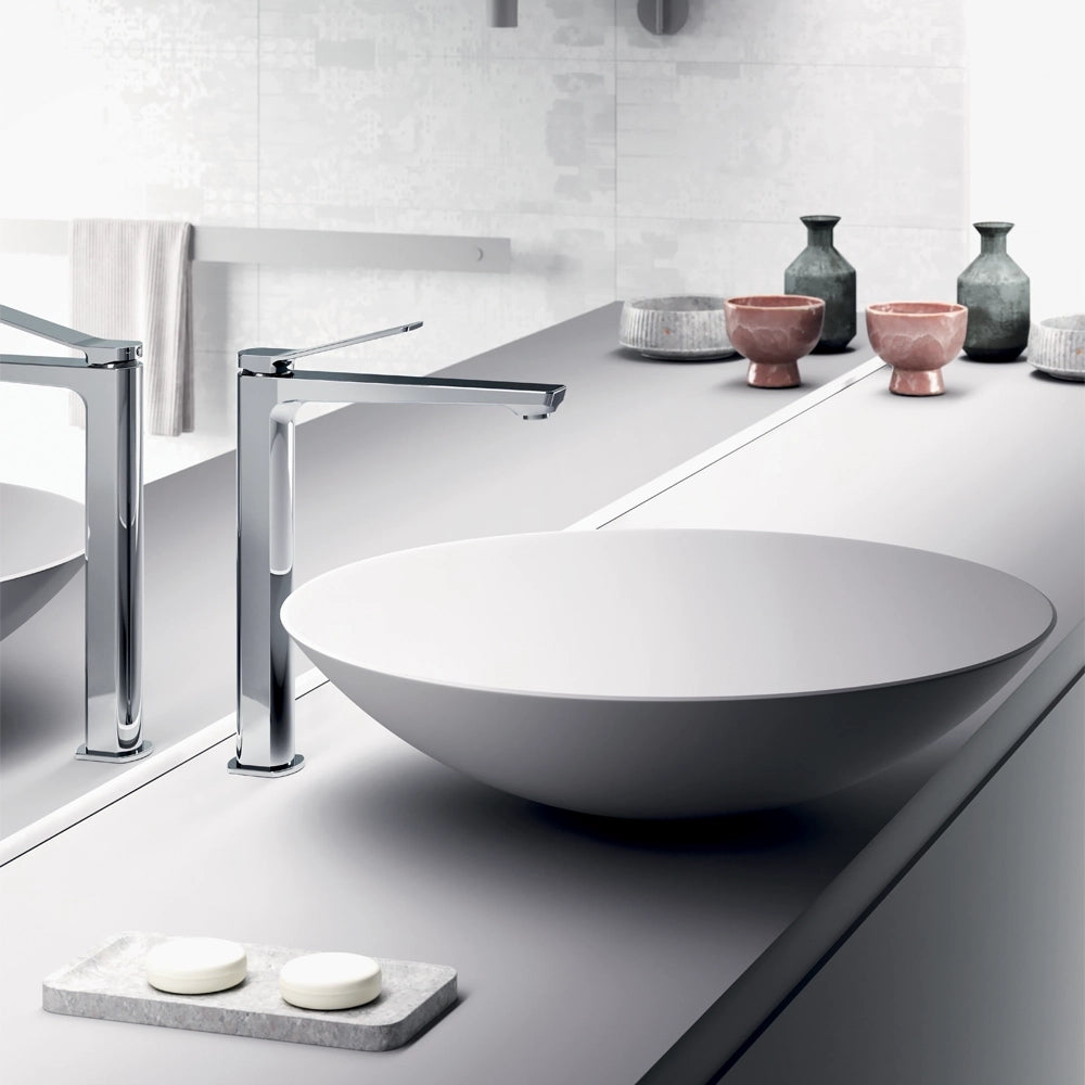 Paffoni coppia miscelatori lavabo alto e bidet senza scarico cromato mod. Tilt