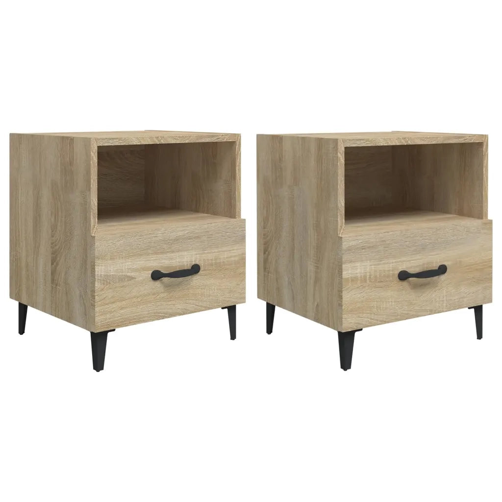 Set di 2 Comodini | Armadio da Notte | Mobiletto da notte Rovere Sonoma in Legno Multistrato