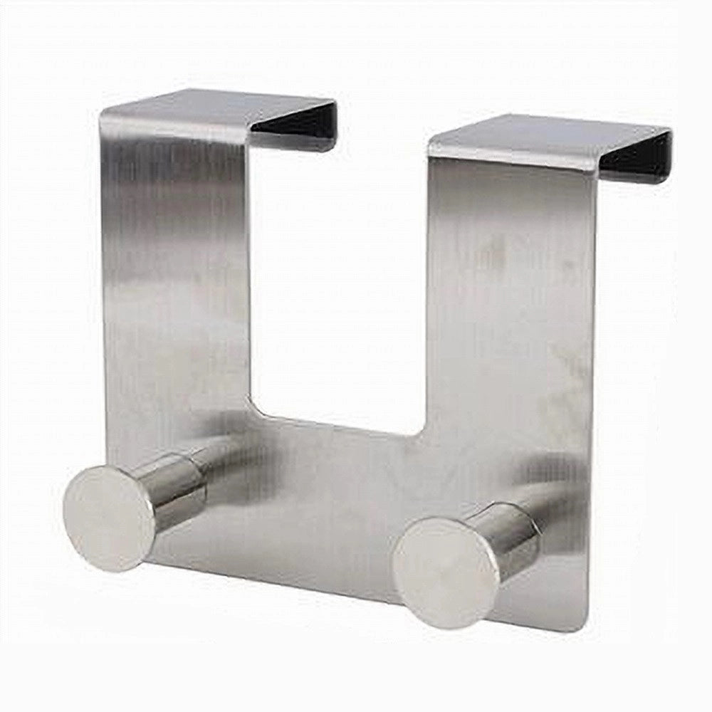 Trade Shop - Appendiabiti Da Porta Con 2 Ganci 12.5 X 11.5cm Silver Asciugamani Vestiti 87783 -