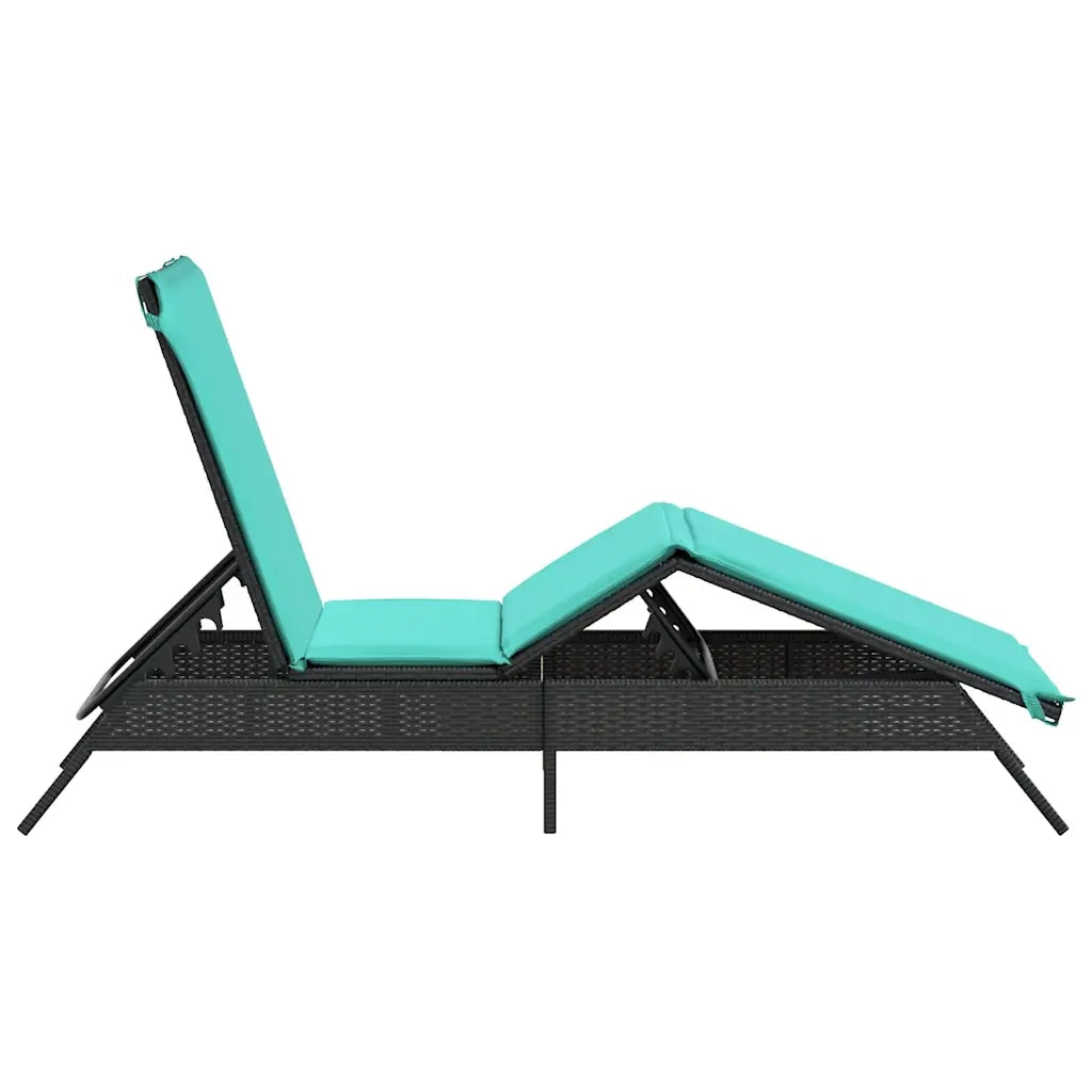 Lettino prendisole con Cuscino in Polyrattan Nero 4002709