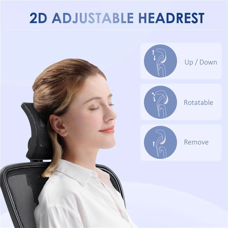 SEDIA DA UFFICIO ERGONOMICA CON ALTEZZA REGOLABILE, SUPPORTO LOMBARE E POGGIATESTA, 66X61X106-116CM NERO
