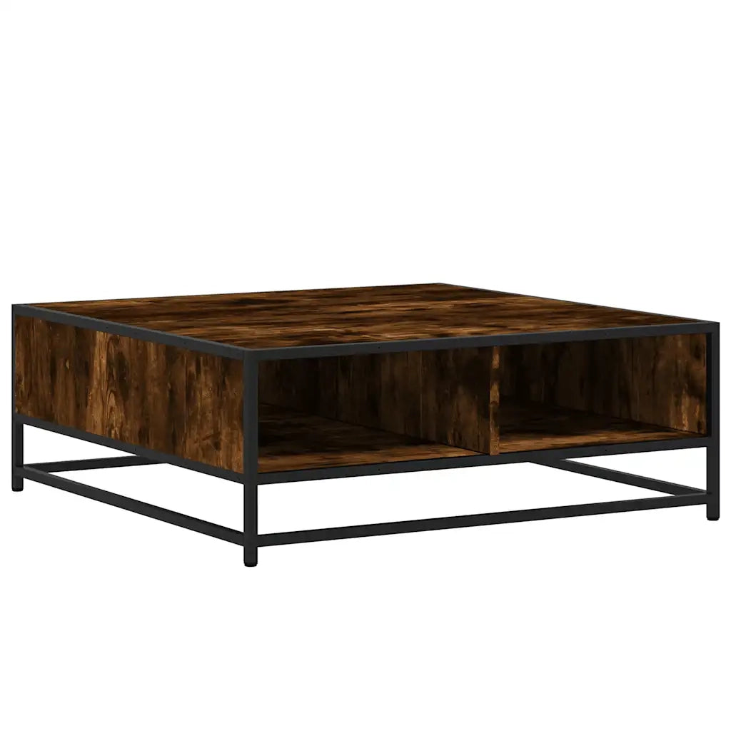 Tavolino Rovere Fumo 80x80x30 cm in Truciolato e Metallo 848771