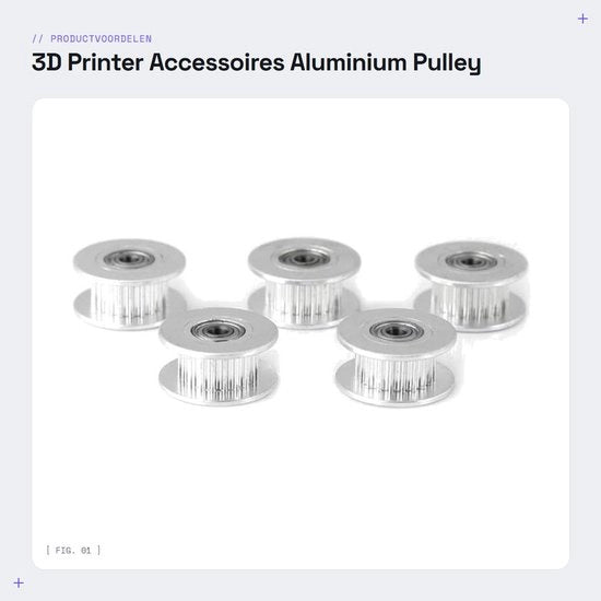 Set di Rullo Distributivo - 5 Pezzi - Alluminio - 2GT Denti - Adatto per Stampante 3D - Finestra di Alta Qualità - Diversi Dimensioni