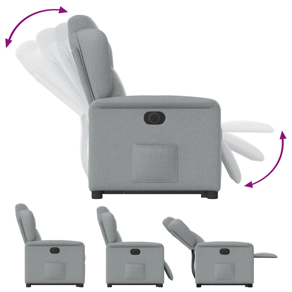 vidaXL Poltrona Reclinante Alzapersona Elettrica Grigio Chiaro Tessuto