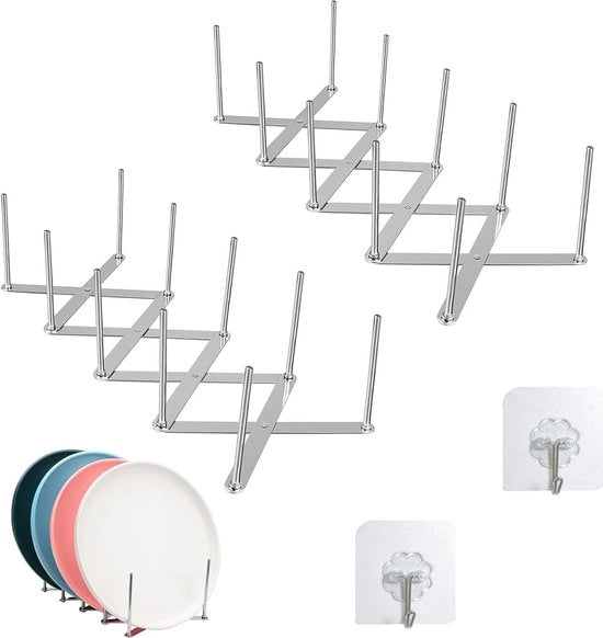 Supporto per coperchi in acciaio inox, Draining e conservazione per pentole, calderoni e coperchi con supporto telescopico in acciaio inox.