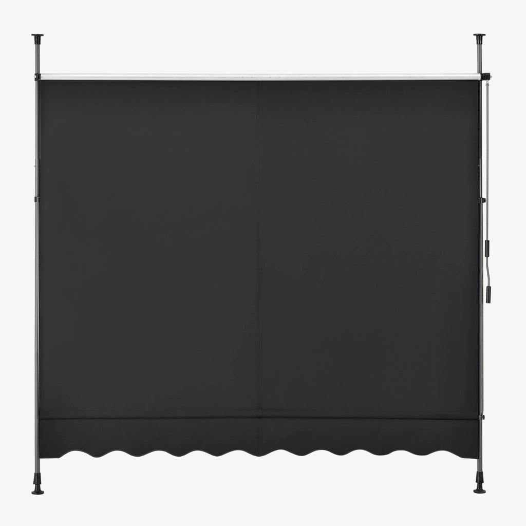 Tenda da Sole a Muro con Pali di Supporto Telescopici Parasole 150 x 120 cm (LxP) Nero pro.tec