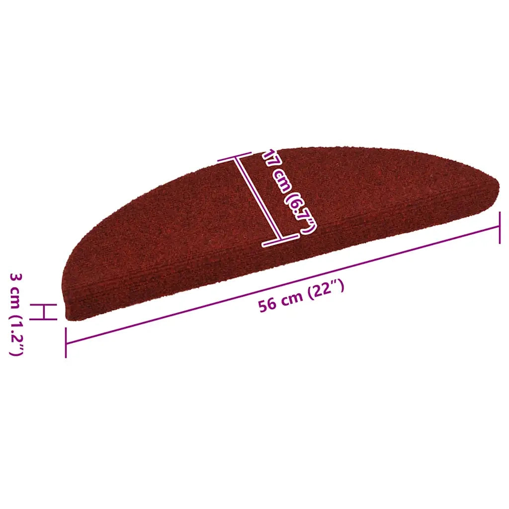 Tappetini per scale autoadesivi 15 pz | Gradini per Scale 56x17x3 cm Bordeaux Rosso Semicircolari