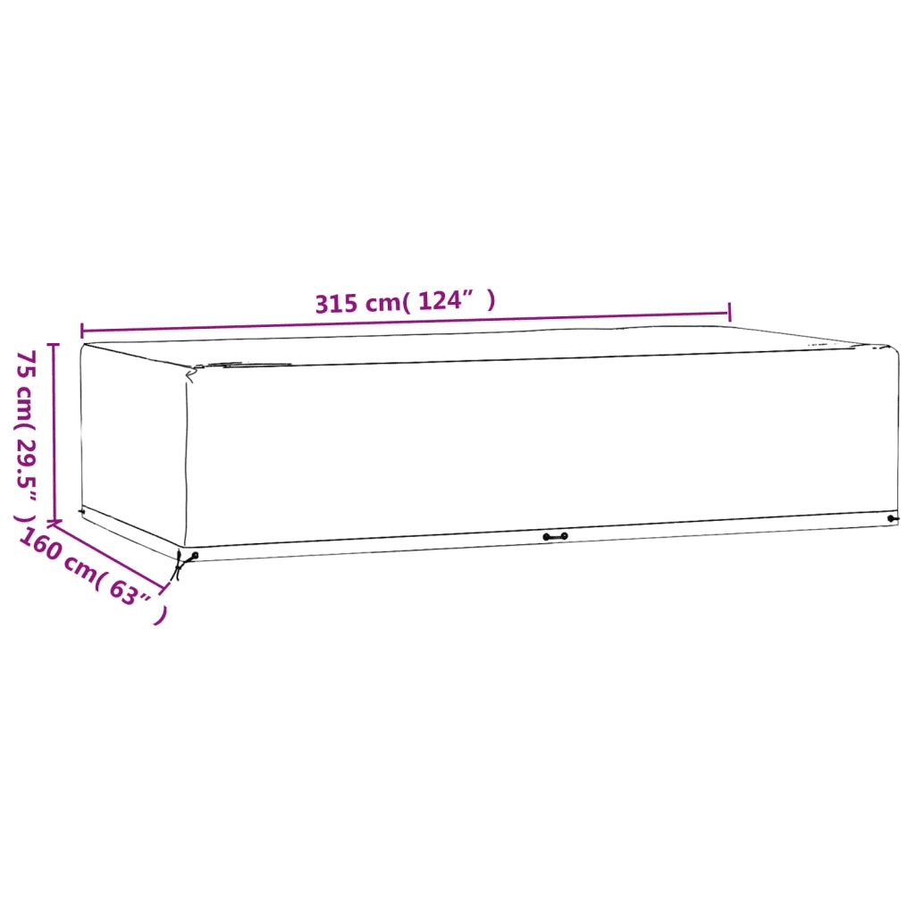 Copri Mobili Giardino 2pz 12 Occhielli 315x160x75cm Rettangolo 3155364