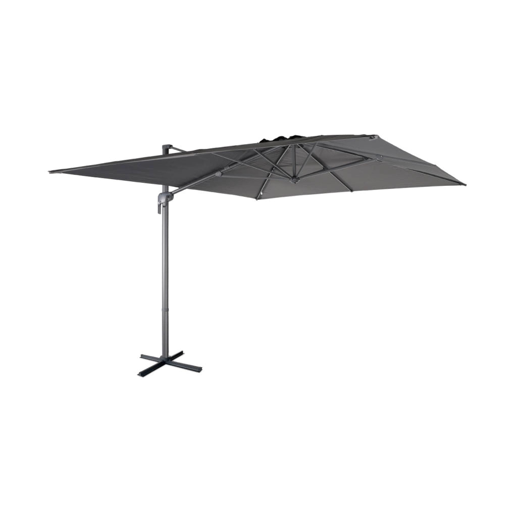 Ombrellone rettangolare decentrato, 3x4m, grigio