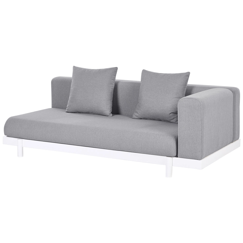 Set di divani 5 posti con tavolini Grigio Tessuto Poliestere Cuscino Media Resistenza Giardino Stile Moderno Esterno