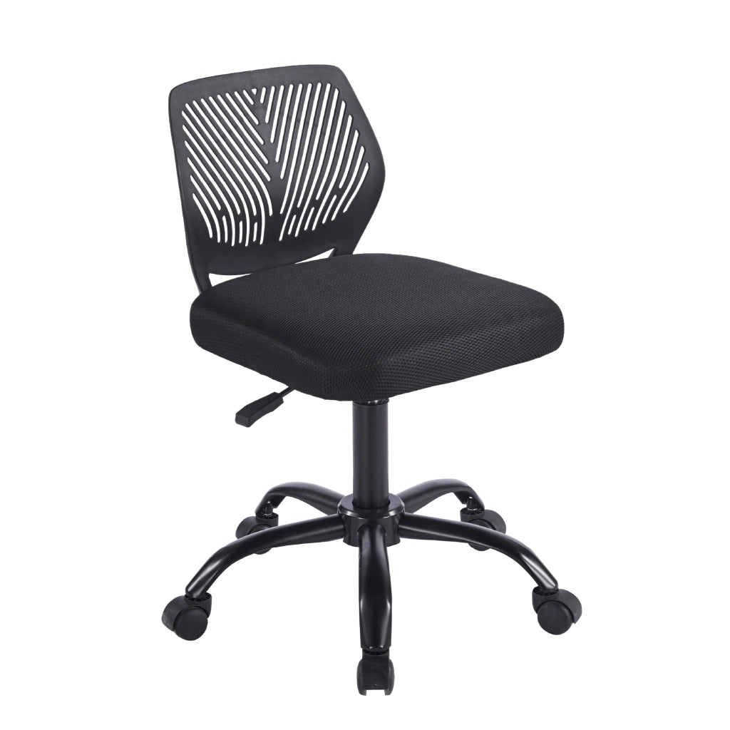 Sedia Ufficio Ergonomica Senza Braccioli, Altezza Regolabile, Schienale Traforato Traspirante, Seduta Imbottita Comfort, Base con Ruote 360°, Portata 150 kg