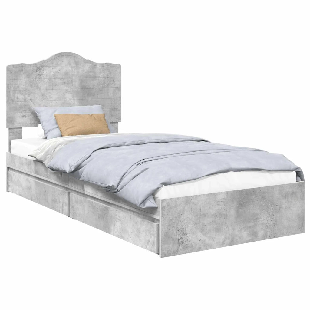 Letto con Contenitore con cassetto Grigio cemento 70 x 190 cm
