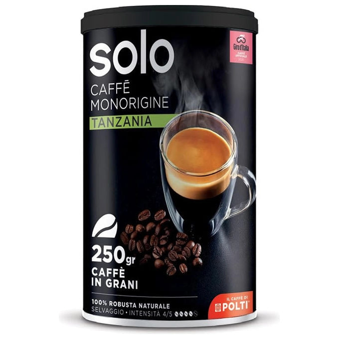 Solo, Caffe' Monorigine Tanzania, In Grani, 250 g, 100% Robusta Naturale