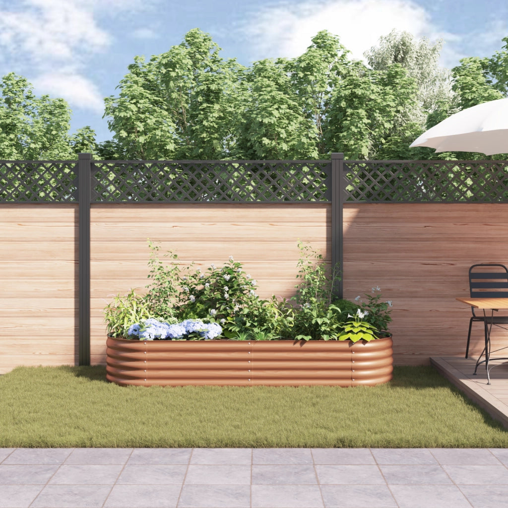 Letto da Giardino Rialzato Marrone Effetto Legno 240x80x44 cm Acciaio