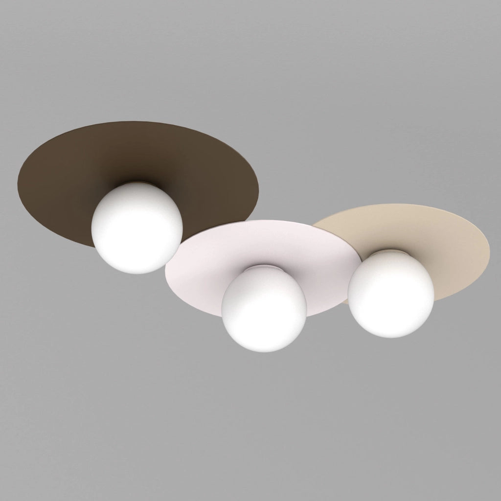 Plafoniera Flat 3xE27 beige marrone sfere bianche Luminex