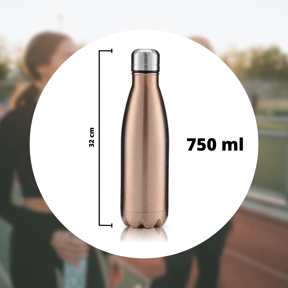 Trade Shop - Borraccia Sportiva 750 Ml Acciaio Inox Doppia Parete Per Sport Scuola Ufficio -