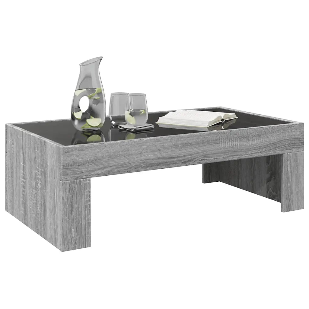 Tavolino da Salotto con LED Infinity Grigio Sonoma 90x50x30 cm