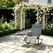 SEDIA A DONDOLO DA ESTERNO 152x83x62 cm METALLO E POLIESTERE GRIGIO