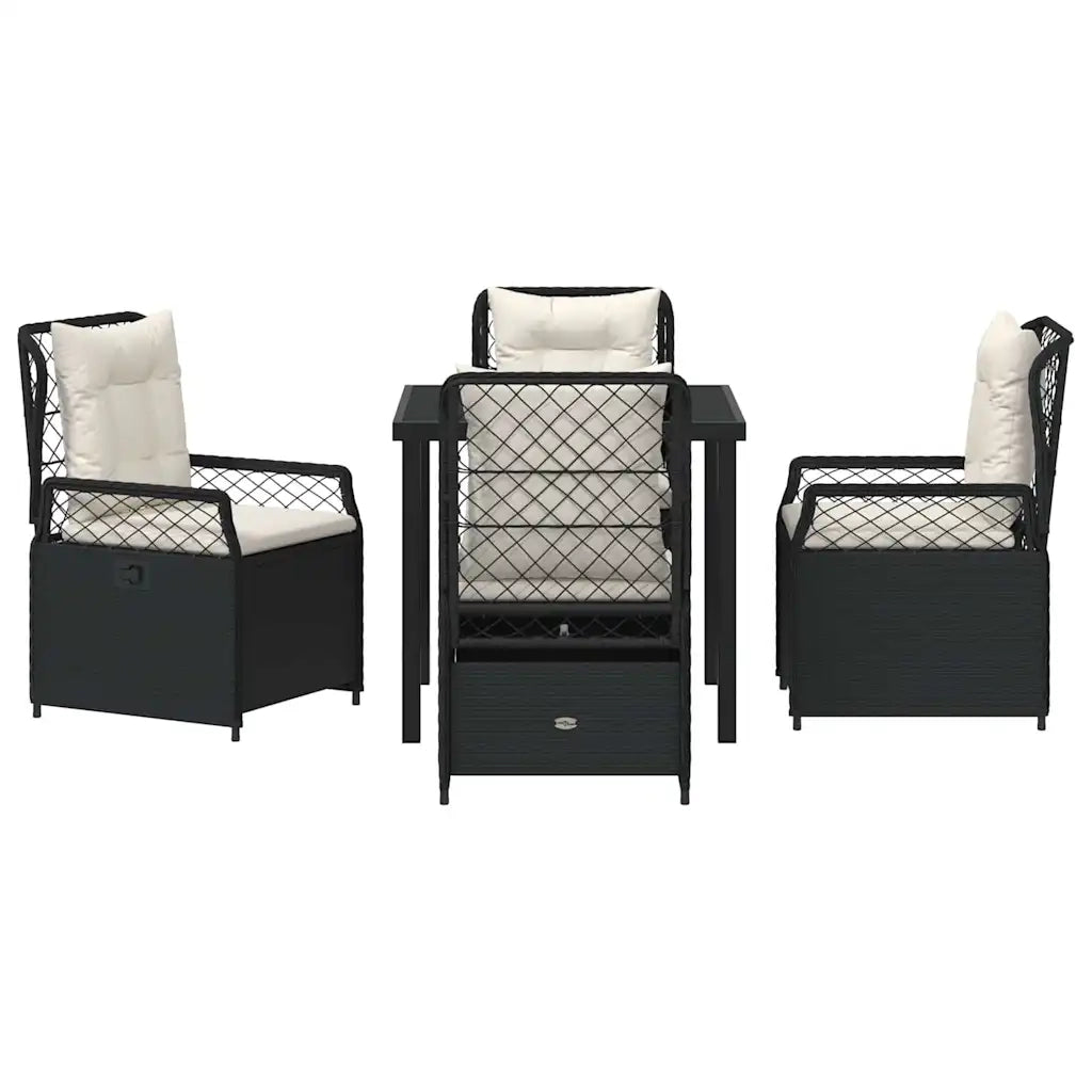 Set da Pranzo per Giardino 5 pcs Nero polyrattan 3380982