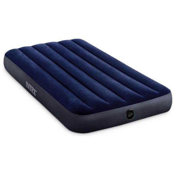 Intex 64757 DuraBeam Classic Downy Materasso gonfiabile singolo Fiber-Tech 99x191x25 cm 136 Kg colore Blu