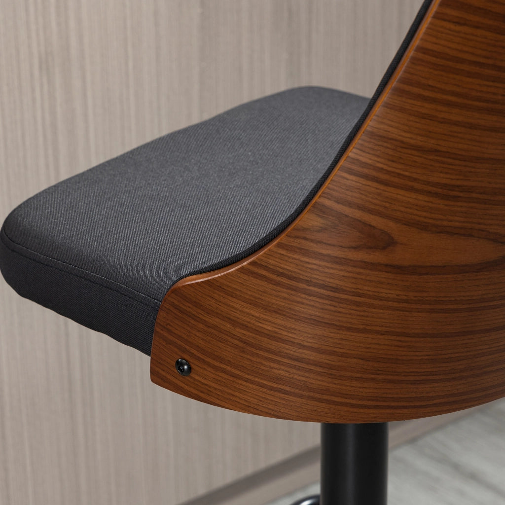 Set 2 Sgabelli da Bar Girevoli Regolabili ¨C Zephmum ¨C Nero e Noce 47.5x50x93.5-116 cm