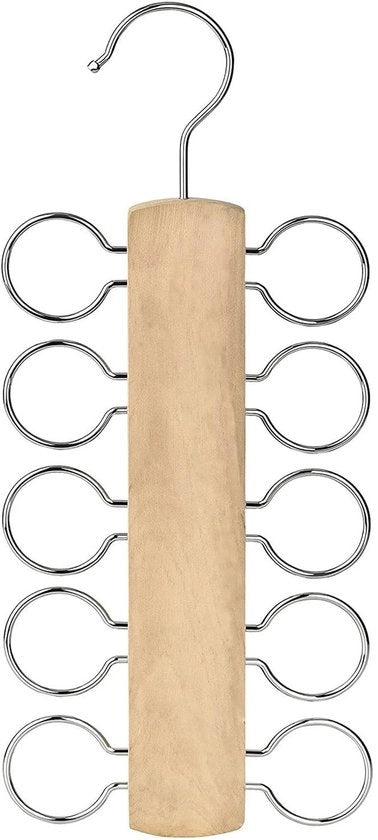 Organizzatore di Sciarpe - Sostituisce Spazio - Cappotto in Legno - Orecchione con Cinturino - Ideale per Cravatte e Sciarpe