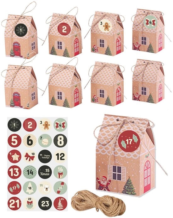 40 Stuks Calendario da Decorare per Natale - Scatole di Regali e Decorazioni per la Vigilia di Natale
