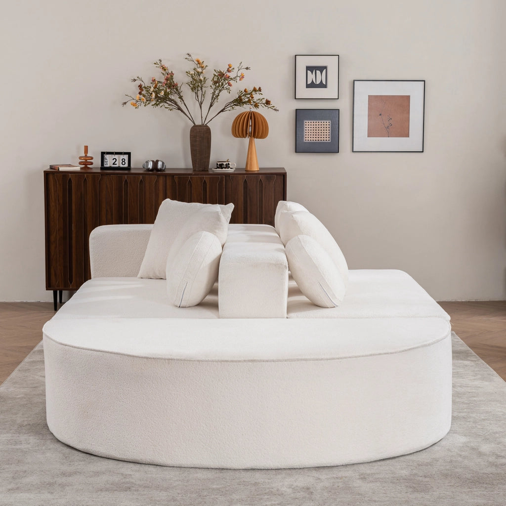 DIVANO modulare senza montaggio 263x171x66 cm Chenille bianco