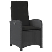 Sedia Reclinabile da Giardino | Sedie da Esterno con Cuscini Nera in Polyrattan