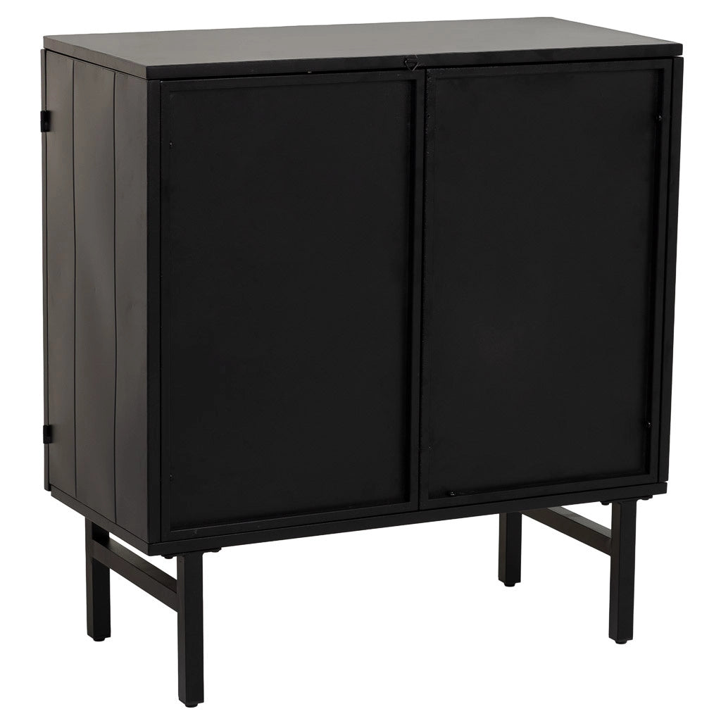 Credenza in metallo e legno 2 ante, nero 75x35x81h cm