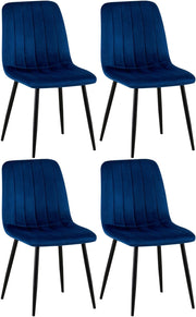 Set di 4 sedie Dijon blu,Velluto