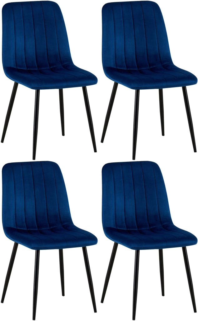Set di 4 sedie Dijon blu,Velluto