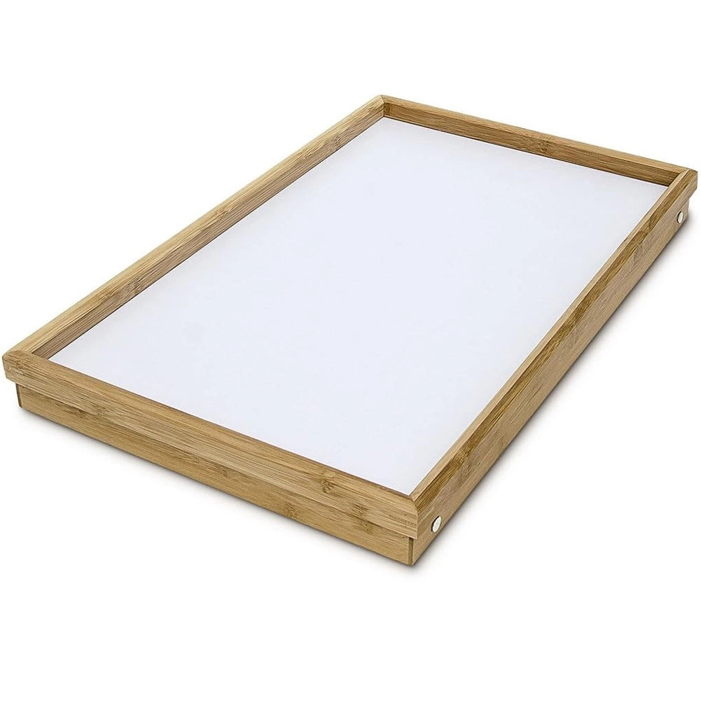 Vassoio in Bambù con Gambe Pieghevoli Salvaspazio Tavolino da Letto 50x30x22cm