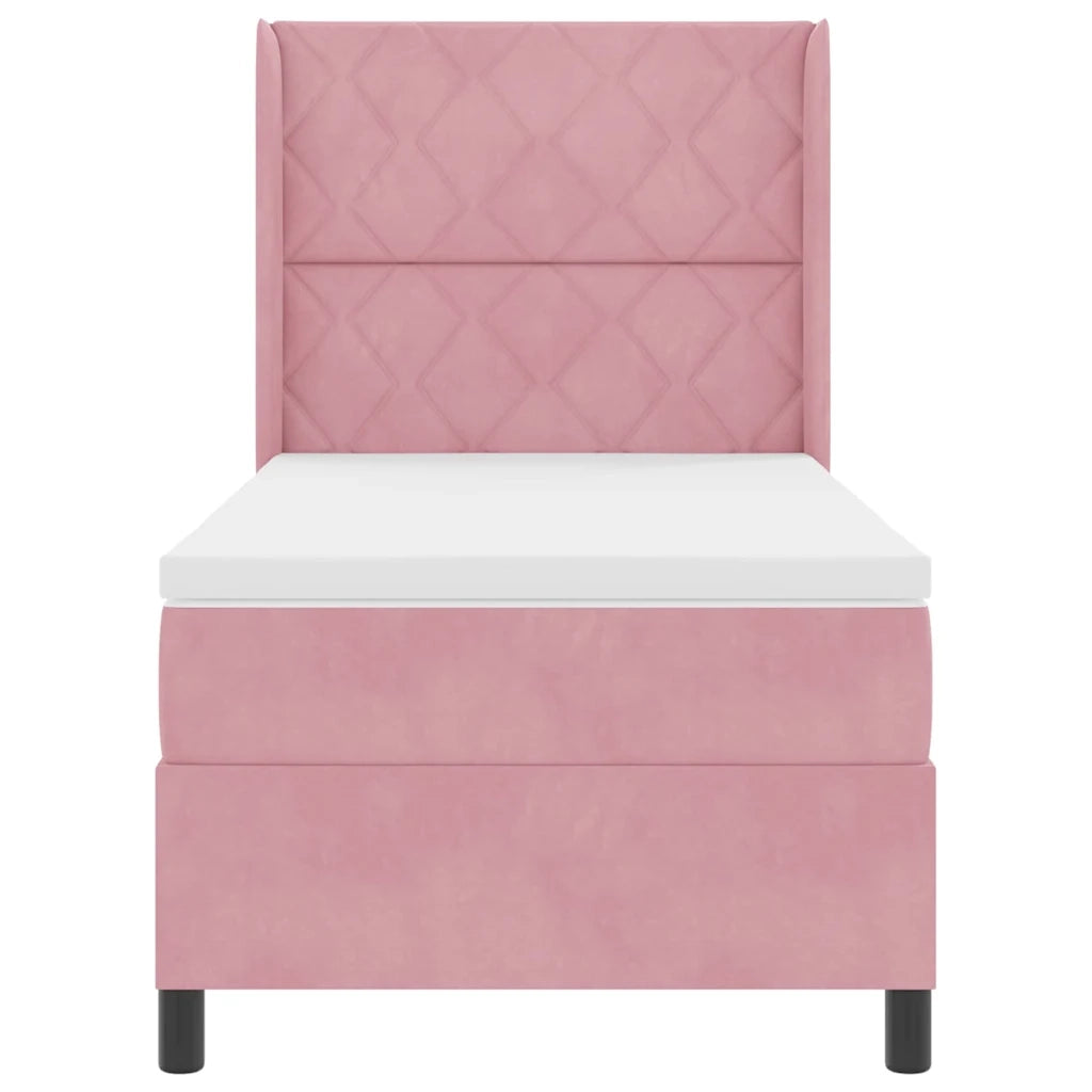 Letto a molle con strisce LED Rosa 90 x 190 cm Velluto 3343903