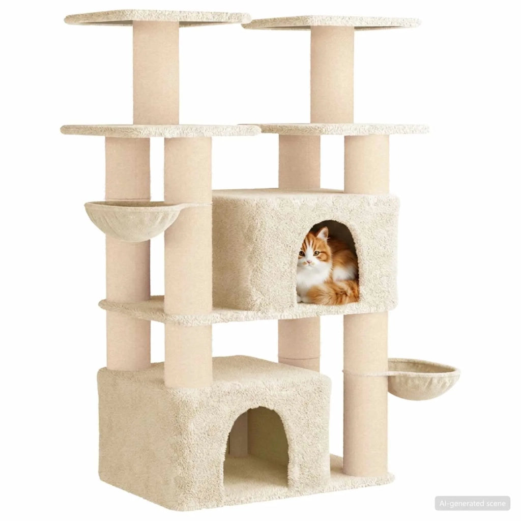 Albero per gatti con pali per graffiare in sisal 2 pz Crema 3422903