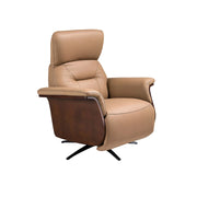 Poltrona relax girevole in pelle marrone