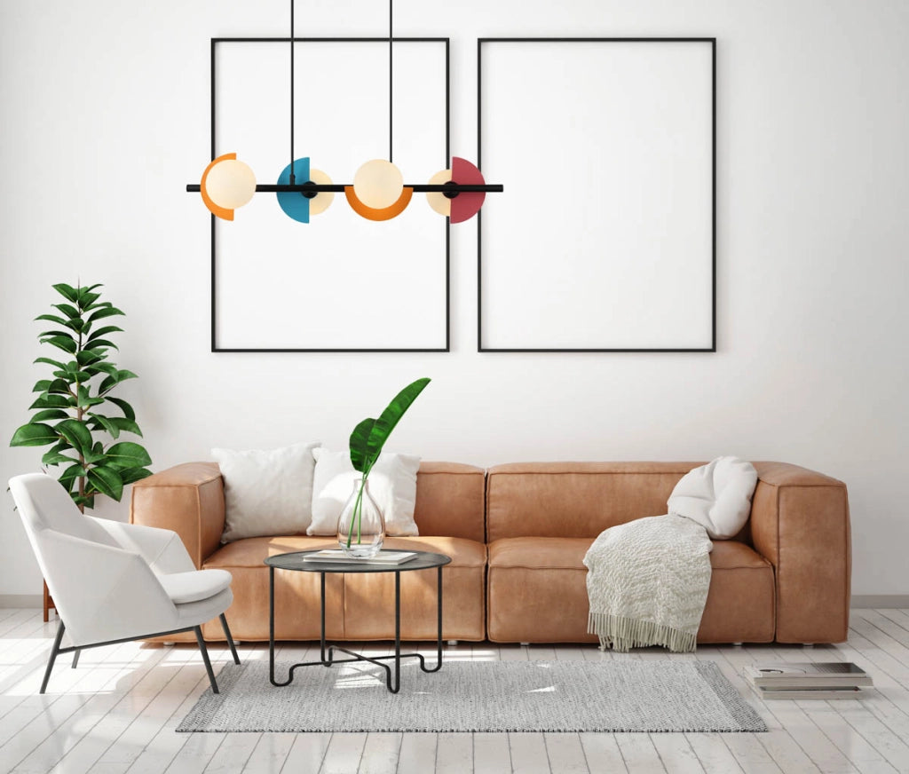 Sospensione Italux Nauti 4 luci G9 vetro opale multicolor