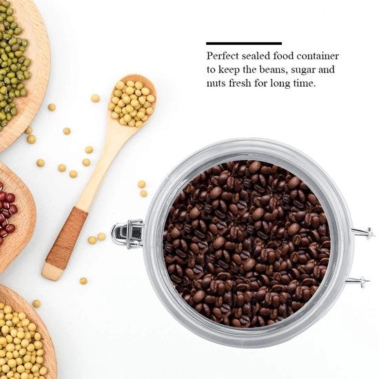 Contenitore per Caffè Grande Capacità - Otre di Acciaio Inossidabile - Chiusura Ermetica/Vacuum - Cassetto di Stoccaggio per Zucchero/Te/Baccelli - Coperchio Translucido - Anello di Sigillatura con Silice - Contenitore di Stoccaggio