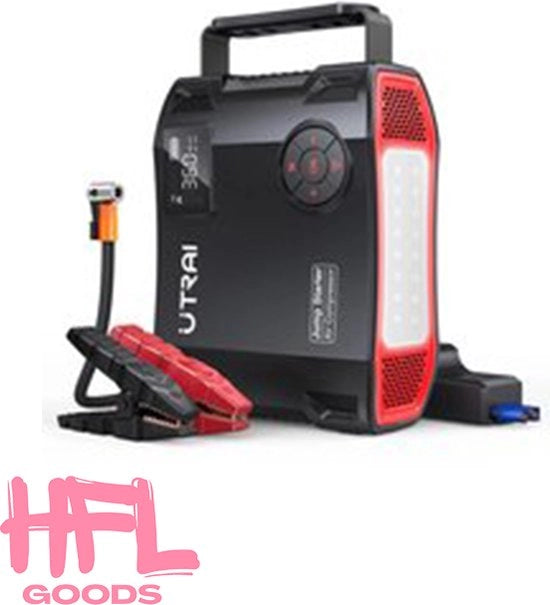 4-in-1 Avviatore di Veicoli - 2000A Corrente di Avvio - 16000mAh Batteria Portatile e Compresseur di Aria da 150 PSI in Unico Apparecchio - Ideale per Situazioni di Emergenza - Ricarica in Viaggio - Sgonfiamento Gomme