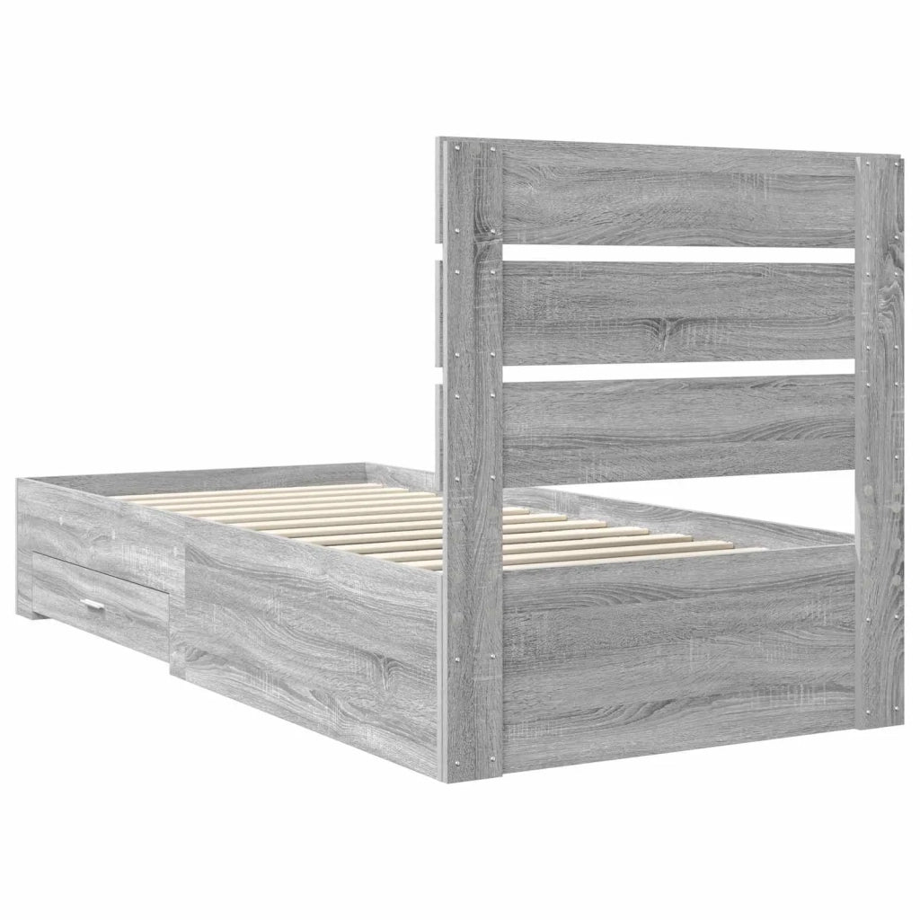 Struttura del letto-Giroletto Grigio Sonoma e Argento 75 x 190 cm 495834