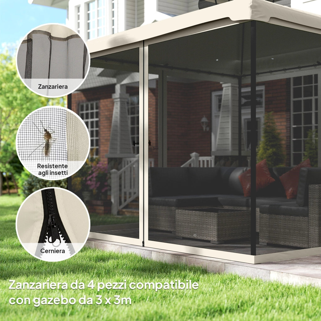 Zanzariera per Gazebo ¨C zephmum ¨C 302x207 cm, Nero, Beige