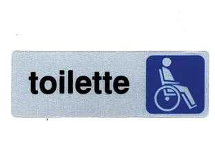 TARGHETTA ADESIVA TOILETTE DISABILI- - cm.15x5h. - 10 pezzi