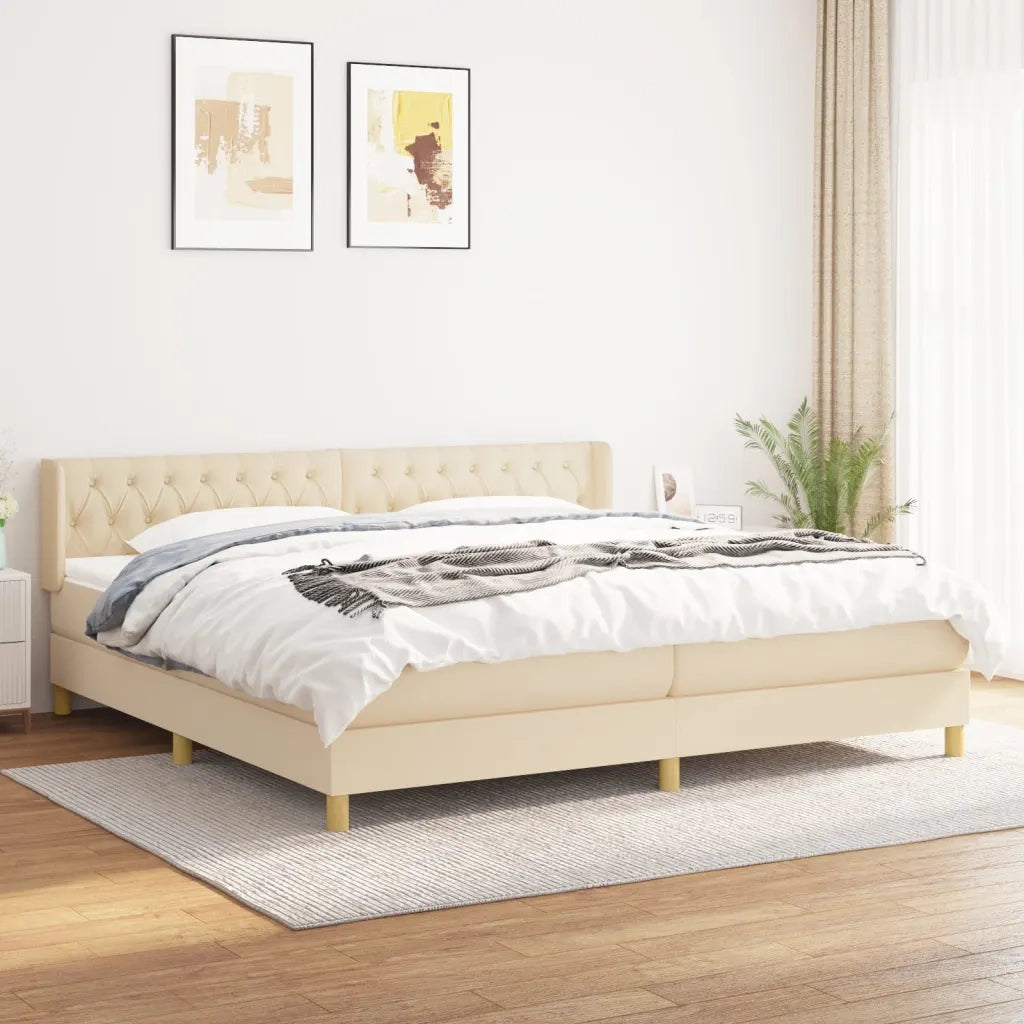 Giroletto a Molle con Materasso Crema 160x200 cm in Tessuto 3130526