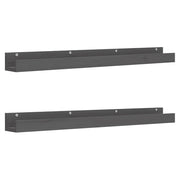 2 pz Mensole da Parete | Scaffali a Parete | Ripiano a parete Grigio 110x12x9cm Legno Massello di Pino