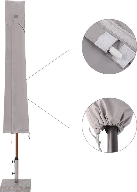 Copri parasole per ombrelli da 350 cm - 100% poliestere, grigio chiaro - Set da 2