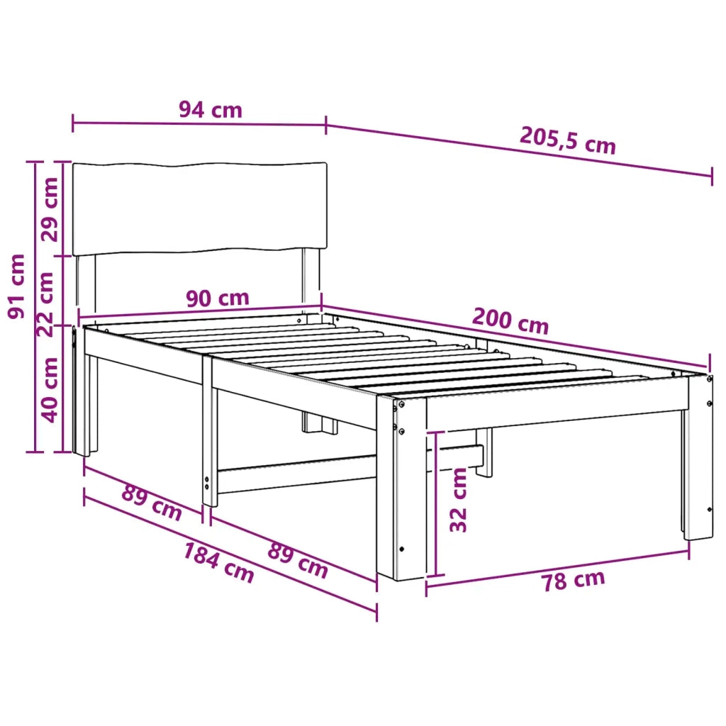 Letto Singolo con Testiera ROSTOCK Marrone Scuro 90 x 200 cm 903371
